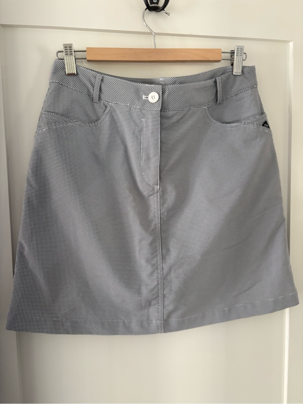NVO By Lanctot Golf Skort Gingham Stretch Back Pleated Pockets Stretch Sz 8